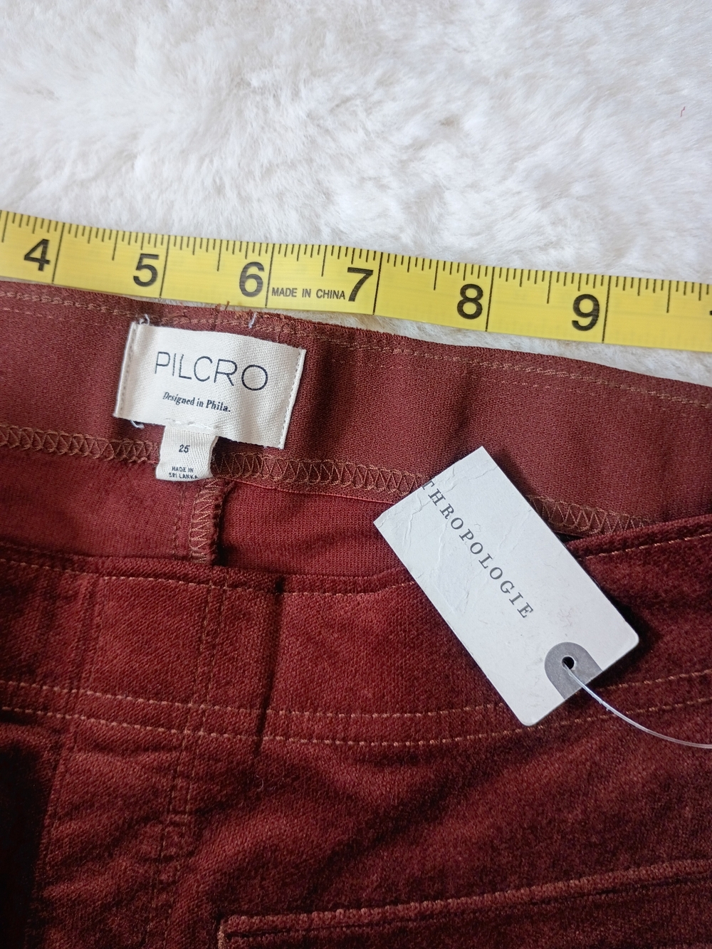 NWT Anthropologie Pilcro Pull-On Mid-Rise Retro Flare Velvet Jeans - Size 25 - Picture 8 of 9